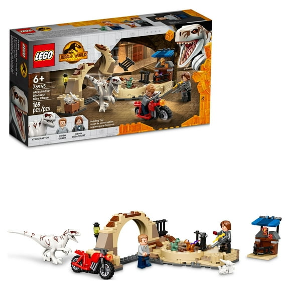 LEGO Jurassic World Atrociraptor Dinosaur: Bike Chase Set 76945, Dinosaur Toys for Boys, Girls, Kids Age 6 Plus, with 3 Dino Figures and Toy Motorcycle