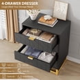 thumbnail image 4 of EastVita Modern 4 Drawer Dresser Wide Chest with Gold Metal Legs and Handles Wood Storage Organizer for Bedroom Living Room Hallway Black, 4 of 6