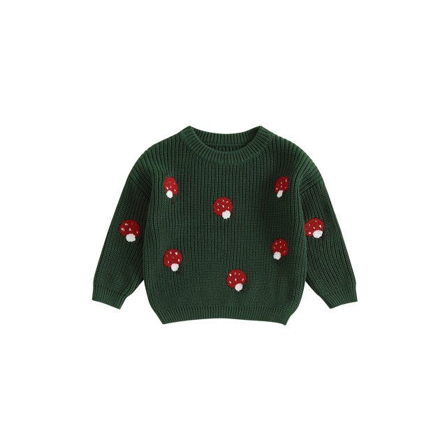 SUNSIOM Pull pour Bébé Fille Garçon Surdimensionné Broderie Champignon Manches Longues Tricoté Automne Hiver