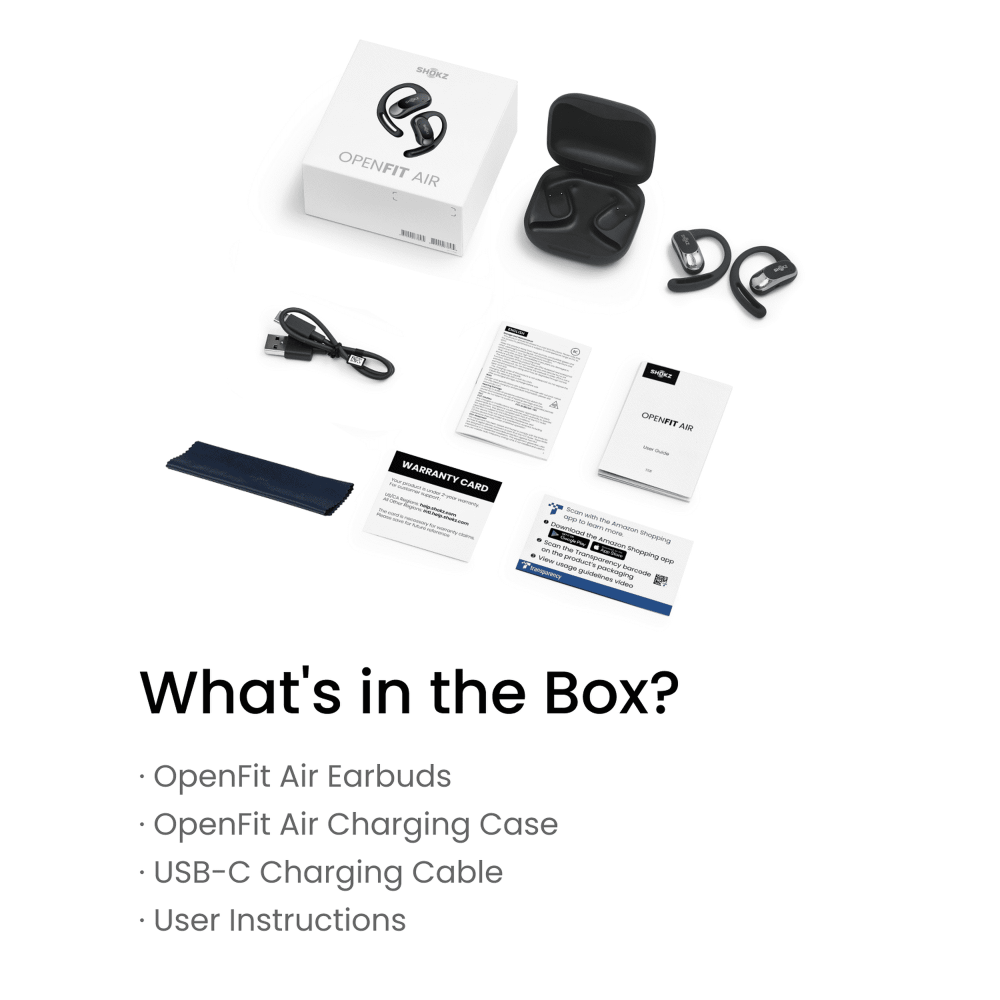 Shokz OpenFit Air, True Wireless, Built-In Smart Microphone, Black