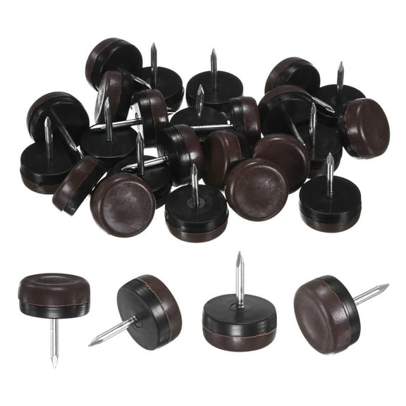 Uxcell 24-Pack Furniture Sliders, 0.9" Nail-on Chair Leg Protectors for Hardwood Floors/Table/Chair/Wooden Floors [Brown]