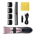 thumbnail image 1 of Vogacara Cortapelos eléctrico de 0,8-2,0mm, recargable, inalámbrico, para peluquero, hombre, cortadora de cerámica LED, máquina de afeitar Juegos de afeitado Rosado, 1 of 6