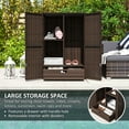 thumbnail image 4 of Outsunny Wicker Outdoor Storage Cabinet with Shelves, 2-Door Rattan Pool Towel Storage Cabinet with Removable Shelf & Drawer, Mixed Brown, 4 of 10