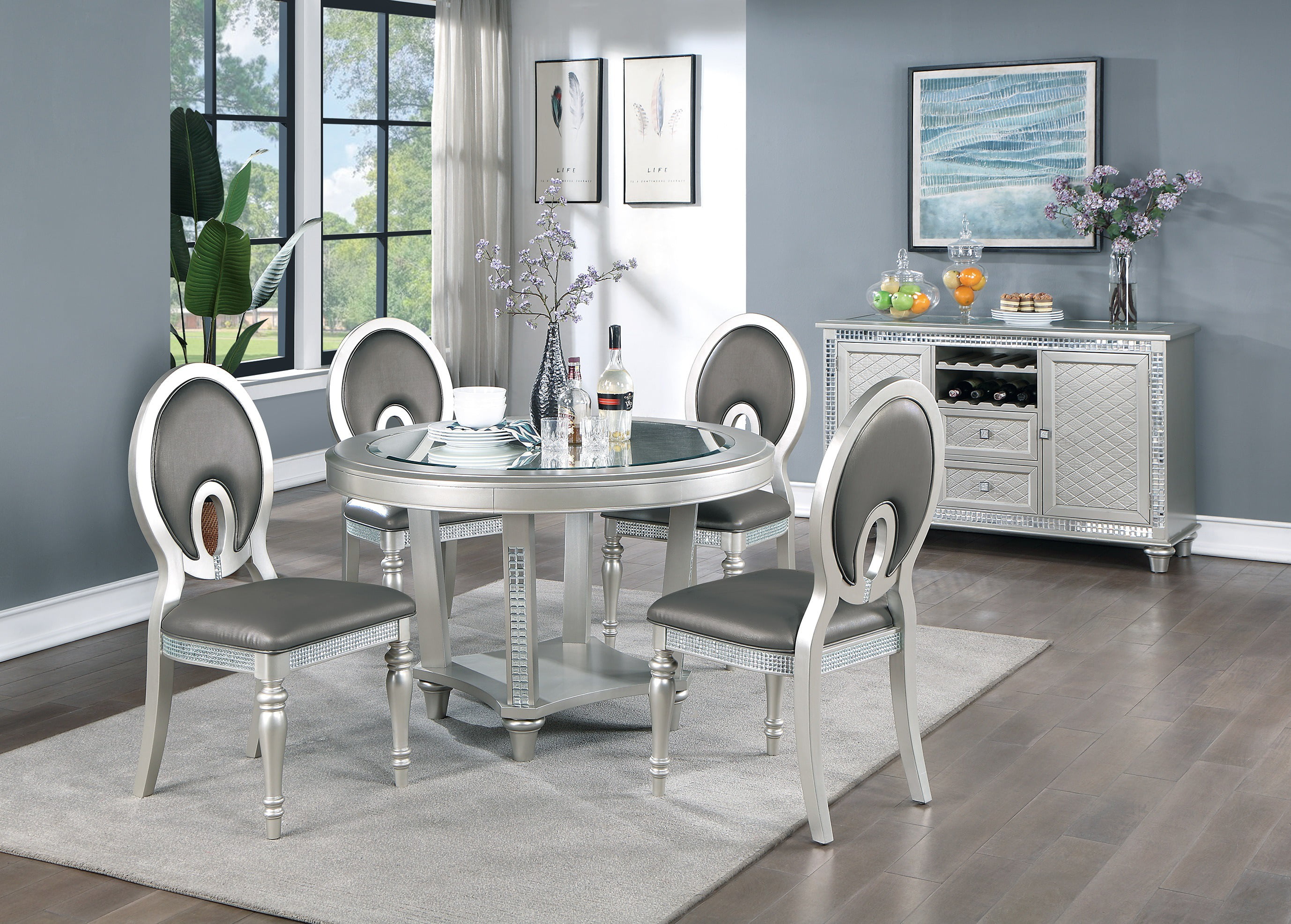 Nova 120cm Round Glass Dining Table + Lanna Chairs