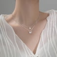 thumbnail image 4 of Collar de mariposa de acero inoxidable para mujer, moda coreana, cadena de clavícula de doble capa, colgante de circonita de cristal, joyería JM, 4 of 5
