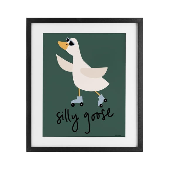 Stupell Industries Modern Silly Goose on Skates Black Framed Print Under Glass, 13 x 16, by Rachel Nieman