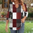 thumbnail image 4 of Jsaierl Womens 3/4 Length Sleeve Tops Summer V Neck Shirts Boho Print Petite Pleated Blouses Workout Holiday T-shirts Top S-2XL, 4 of 6