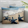 thumbnail image 3 of Chilfamy Starfish Beach Wave Pillow Covers for Couch Sofa Indoor Outdoor Pillow Case Short Plush 1PC 20x20in, 3 of 5