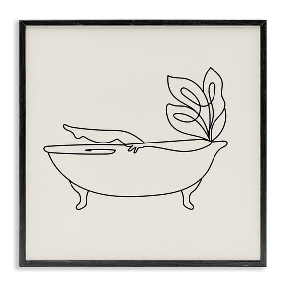 Stupell Industries Bohemian Line Doodle Bath Botanical Black Framed Giclee Art, 17 x 17, by Lil' Rue