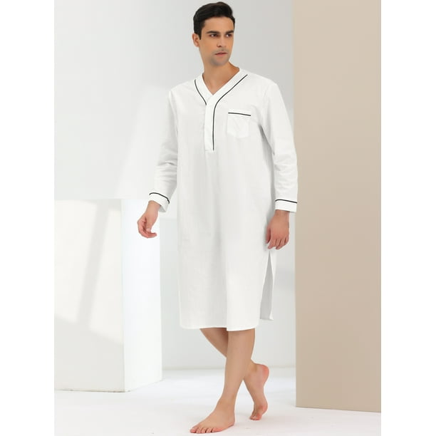 Long sleeve white cotton nightgown 2025