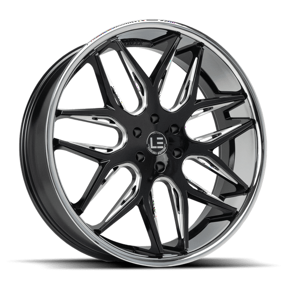 LUXLE14 SSL 22X9 5X120 15 73.1 Gloss Black Milled Stainless Steel Lip Wheel