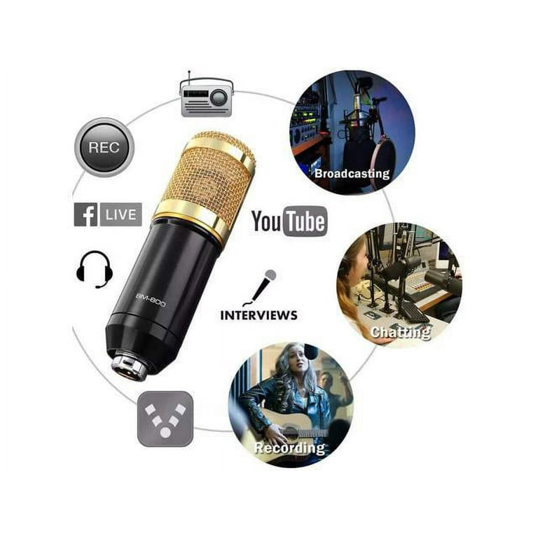 Condenser Microphone Bundle, BM-800 Mic Kit with Live Sound Card