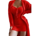 thumbnail image 1 of Bellella Femmes Sleepwear Manches Longues Loungewear Cordon Cardigan Flou et Robe Courte Deux Pièces Tenues Femmes Pyjamas Ensembles Rouge 2XL, 1 of 2