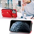 thumbnail image 6 of ShellTech for iPhone 11 Pro Max Case with Card Holder and Strap - Zipper Pocket,Crossbody Lanyard Strap,Credit Card Holder,Stand Ring,Cute Phone Wallet Case for Women,Red, 6 of 10