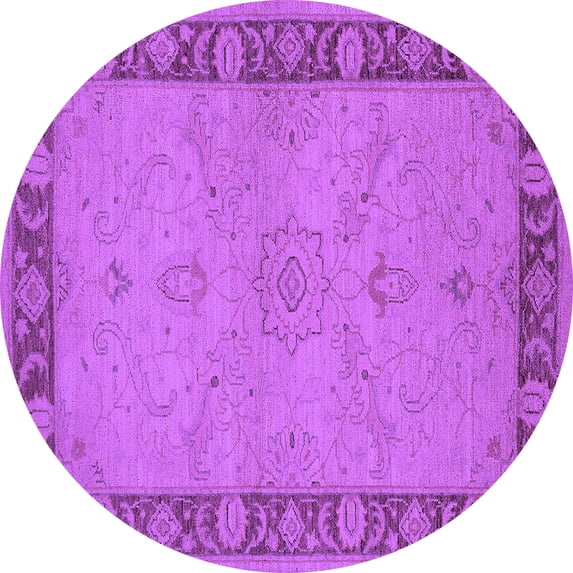 Ahgly Company Indoor Round Oriental Purple Traditional Area Rugs, 8' Round