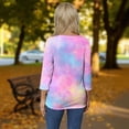 thumbnail image 4 of Tie Dye Tee Shirts for Women 3/4 Sleeve Crew Neck Casual Loose Fit Pullover Top Spring Summer Women Clothes, 4 of 6