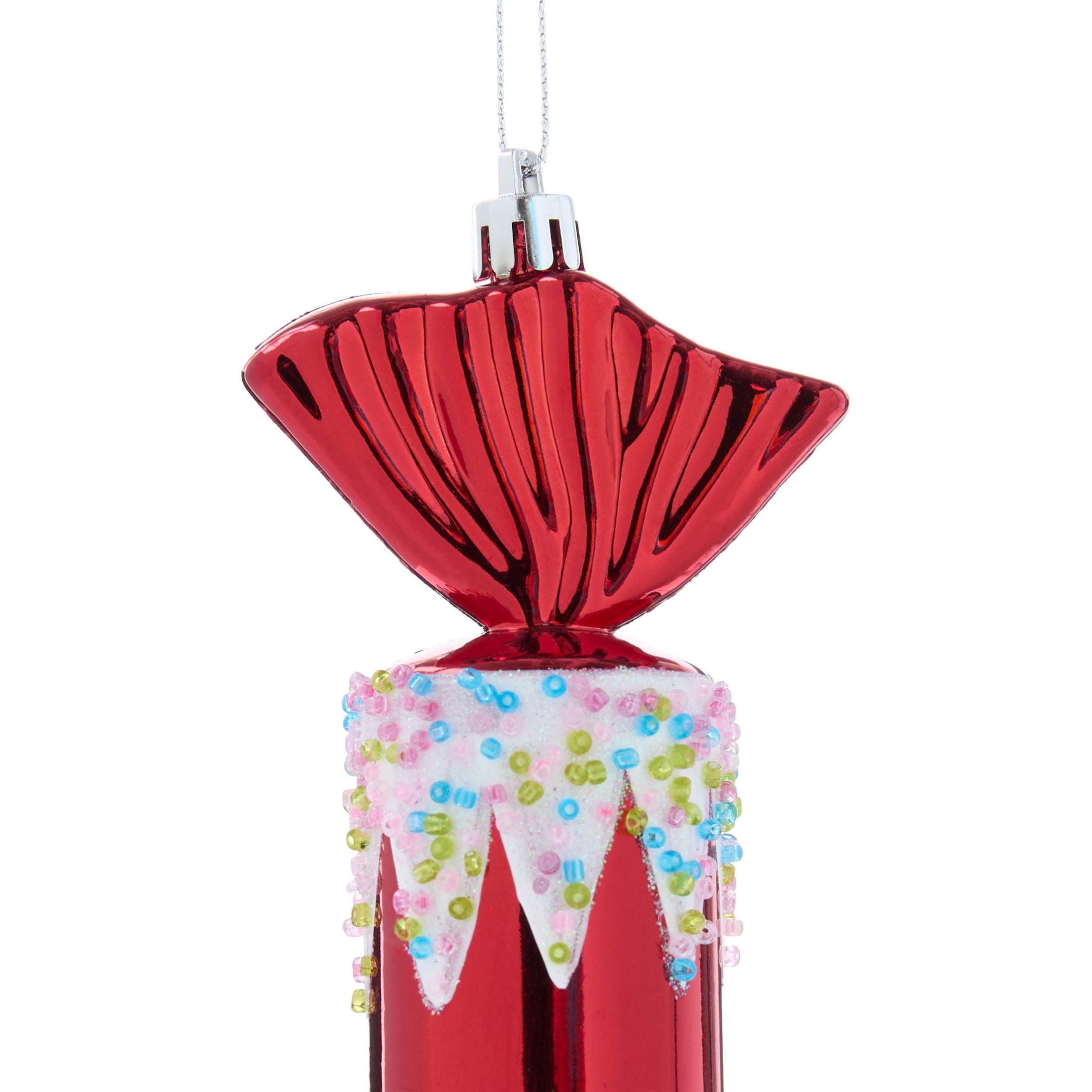 Red and White Metallic and Glitter Candy Christmas Ornament, 5.8", by Holiday Time