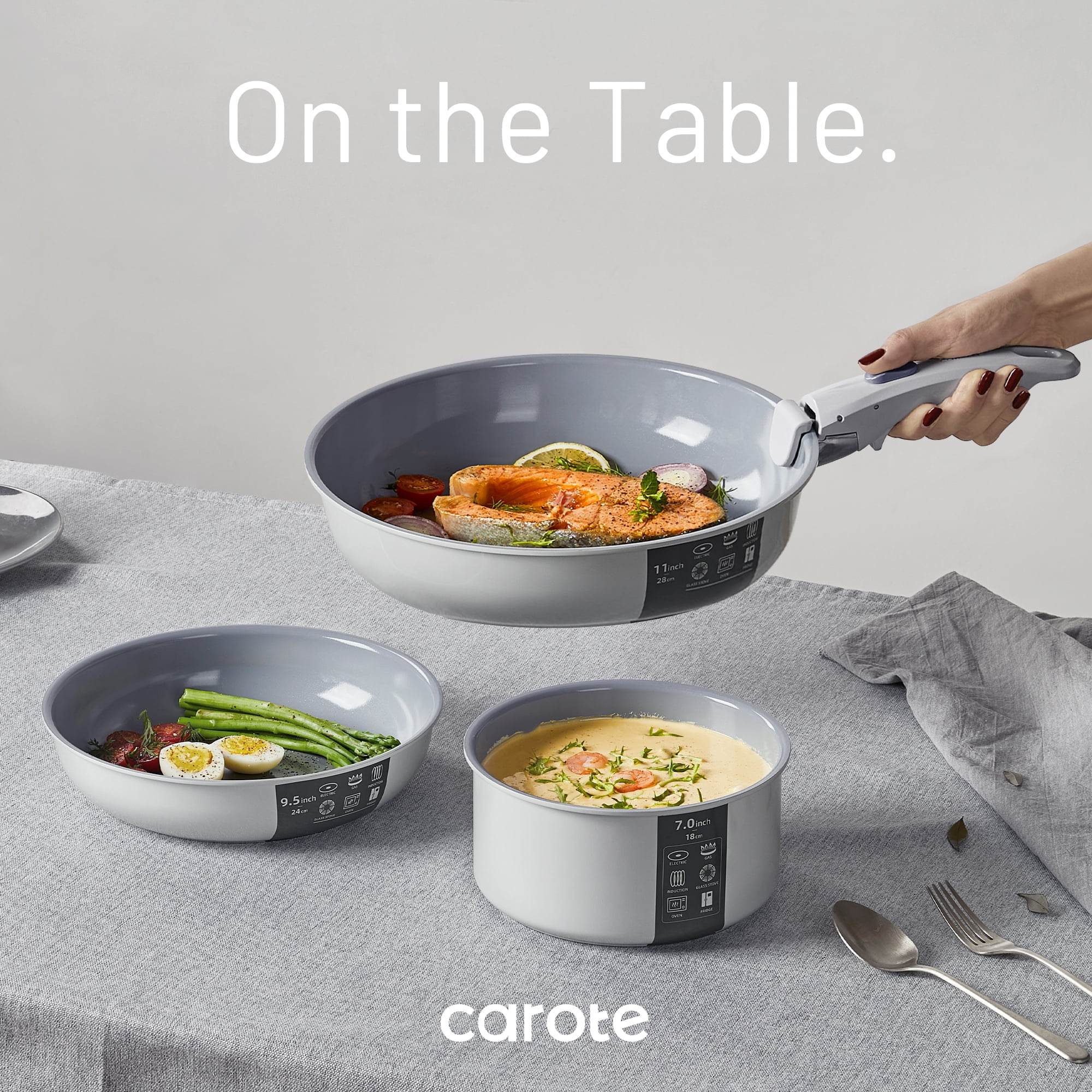 Carote 9-Piece Granite Nonstick Cookware Set with Removable Handle –  Effortless
