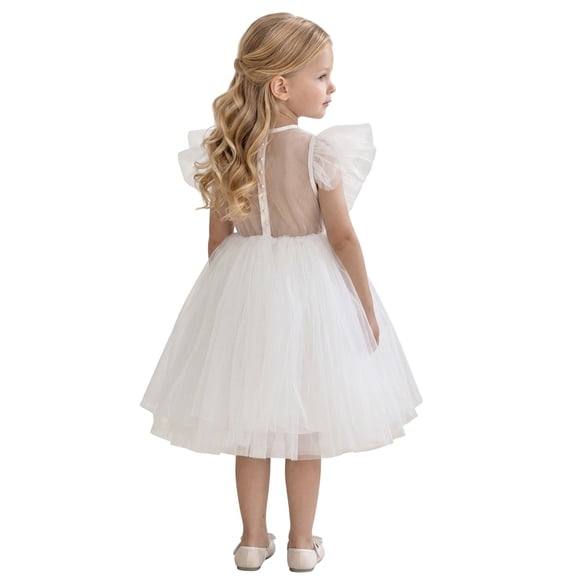 2Bunnies Girls' 12M-10yr Sheer Back Mesh Backless Tulle Girl Dress