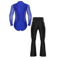 thumbnail image 2 of iiniim Mens 2-Piece Set Latin Dance Outfits Long Sleeve Bodysuit Dance Leotard with Flared Pants Blue&Black XXL, 2 of 7