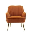 thumbnail image 6 of Velvet Accent Chair, Modern Velvet Vanity Chair for Makeup Room, Comfy Upholstered Leisure Chair with Arm, Back and Solid Metal Legs for Bedroom, Home Arm Chair for Living Room, Orange, 6 of 10