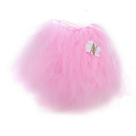 

Estrela Tulle Tutu Table Skirt Birthday Party Christmas Wedding Decor for Round Rectangle Desk (Pink)