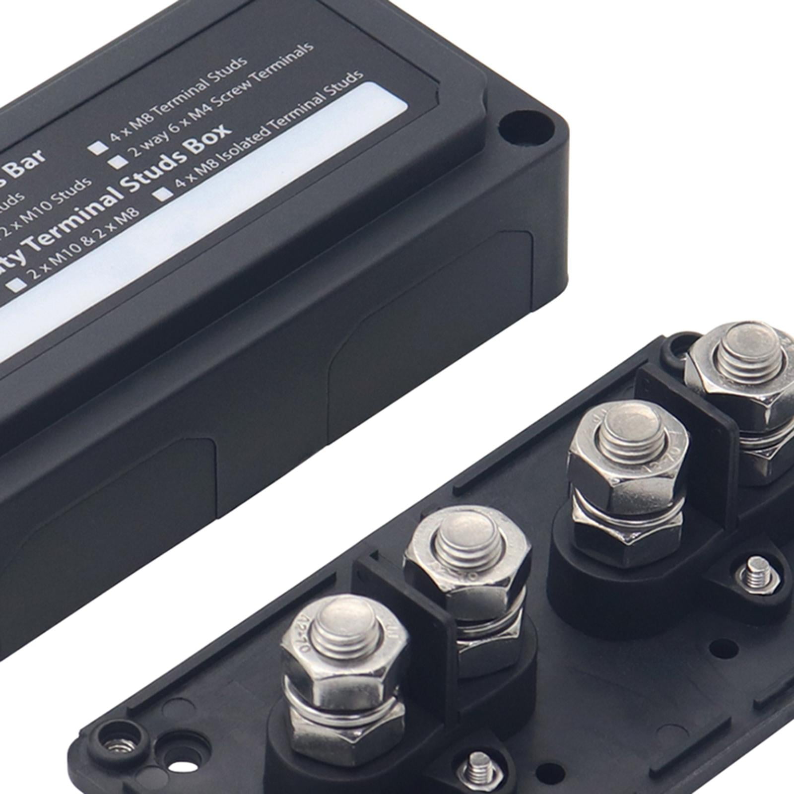 Power Distribution Terminal Block Busbar Box Bus Bar for Yacht RV Boats Black 4 x M10