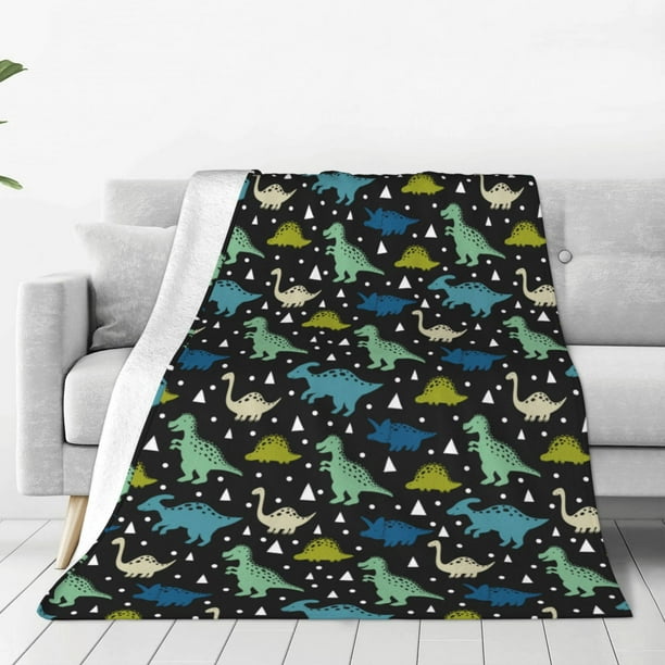 Balery Dinosaur Manta de Felpa Suave y Acogedora – Cobija de Franela Aterciopelada para Cama, Lavable y Cálida para Sofá, Mascotas, Transpirable-80"x60"