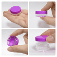thumbnail image 2 of Beauticom 50 Pieces High Quality 3 Gram 3 ml (0.1 oz) Plastic Round Cosmetic Beauty Makeup Sample Jars with Purple Lids, 2 of 7