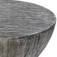 thumbnail image 4 of 36" Handcrafted Mango Wood Coffee Table Round Drum Shape Sandblasted Black, 4 of 7