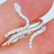 Iced Bling Snake Serpent Ring #9 Black Ouroboros Cobra Cubic Zirconia Stainless Steel Diamond Leviathan Poseidon Resize-able
