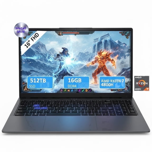 Molegar 16" Gaming Laptop – AMD Ryzen 7 4800H(up to 4.2 GHz), 16GB RAM, 512GB SSD, Wi‑Fi 6, IPS Full HD+ Display, Backlit Keyboard for Gamers & Students