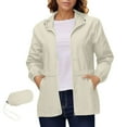 thumbnail image 5 of HAPIMO Women's Waterproof Rain Jacket Casual Long Sleeve Full Zip Jacket Lightweight Solid Pocket Jacket Coat Fall Winter Clothes with Storage Bag Beige L, 5 of 8