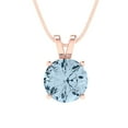 thumbnail image 4 of Clara Pucci 14K Rose Solid Hypoallergenic Gold 1.5Ct Natural Swiss Blue Topaz Round Brilliant Cut Solitaire Designer Necklace Pendant For December, 4 of 7