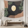 thumbnail image 5 of Boho Black Small Tapestry for Bedroom Wall Hanging Tapestry, Brown Modern Stripes Moon Abstract Leaf Ceiling Backdrop Tapestries Poster Blanket Wall Decor for Teens Room Living Room Dorm 23" x 28", 5 of 8