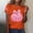 #609-Orange, variant on Haivin Women's Santa Claus Print T-Shirt, Short Sleeve Round Neck Cotton Top, Casual Christmas Graphic Tee for Holiday Party and Daily Wear