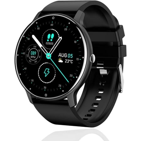 Smart Watch for Samsung Galaxy Z Flip3 Fitness Tracker Watches for Men Women, IP67 Waterproof HD Touch Screen Smartwatch for Android/iOS Phones, 24 Sports, Activity Tracker - Black
