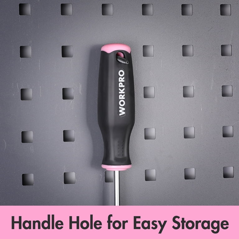 WORKPRO 6-Piece Pink Magnetic Screwdriver Set, Includes Slotted