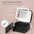 thumbnail image 4 of Behaesty Bolsa de maquillaje de viaje con espejo iluminado LED, bolsa organizadora de maquillaje cosmético con 3 ajustes de color, estuche de tren de maquillaje con divisores ajustables para mujeres p, 4 of 5