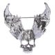 thumbnail image 3 of Sparkling Crystal Skull Brooch, Fashion Accessory for Suit and Coat, Antique Silver, 3 of 4