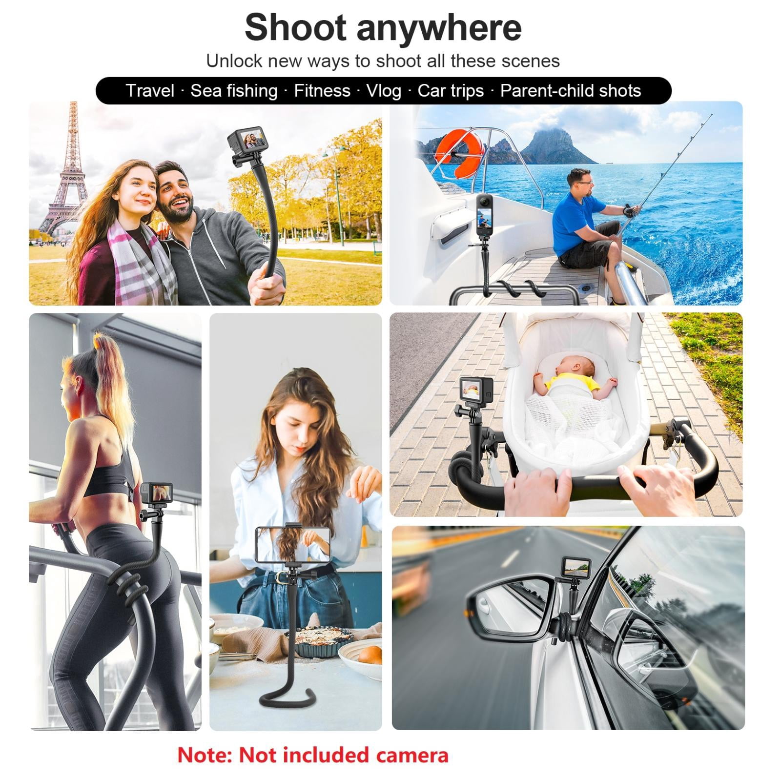 NATEFEMIN Flexible for Insta360 Mount Phone Clip Versatile Octopus Tripod Bendable Wrap Anywhere Travel Vlog Car Trips Fitness Shots
