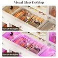 thumbnail image 3 of Tomnk 43" Makeup Vanity Desk with Mirror, RGB Lights, Glass Top, 4 Cabinets, Power Outlet, White, 3 of 8