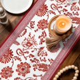 thumbnail image 2 of Table Runners 36 Inches Long Dress Scarves, Red Floral Farmhouse Kitchen/Dining Table Decor Table Runner, Short Coffee Tablerunners, Vintage Flowers Botanical Farmhouse Greek Key 13x36 Inch, 2 of 3