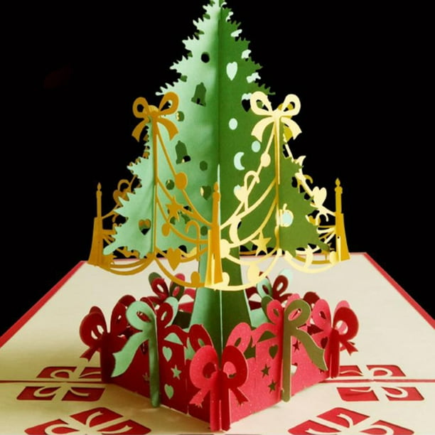 3D Pop up Paper Card Christmas Tree Xmas Greeting Holiday Lovely ...