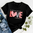 thumbnail image 3 of Women's Casual Valentine's Heart Print Letter Round Neck Short Sleeve T Shirt Loose Fit Womens Summer Shirts Teen T Shirt Womens S Womens Long Sleeve Tees Dark Shirt Long Sleeve Spandex Top Stripe, 3 of 4