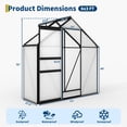 thumbnail image 3 of 6×3 FT Greenhouse for Outdoors, Polycarbonate Greenhouse with Adjustable Roof Vent, Sliding Door and Rain Gutter, Aluminum Walk-in Green Houses for Outside Patio Backyard Garden, Black, 3 of 8