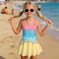 thumbnail image 3 of Uorisanigo Swimsuit One Piece for Girls Sleeveless Bathing Suit Skirted Size 8-9 Polyester and Spandex Fabric Swimwear Beach Vacation, Cute Ice Cream, 3 of 6