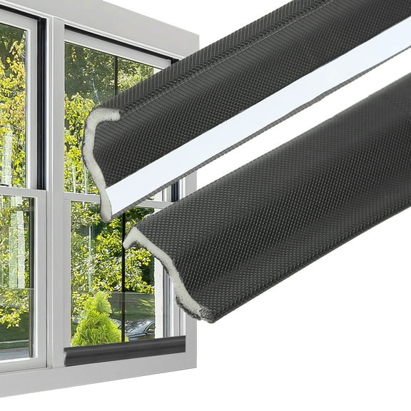 REGALWOVEN 26 Feet Kerf Weather Stripping Door Seal Self Adhesive PU Foam Weather Strip Black