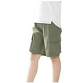 thumbnail image 2 of Piuwrlz Summer Short Cargo Pants Kids Boy Girls Shorts Solid Color Elasticity Pocket Short Pants Green Size 11-12 Years, 2 of 5