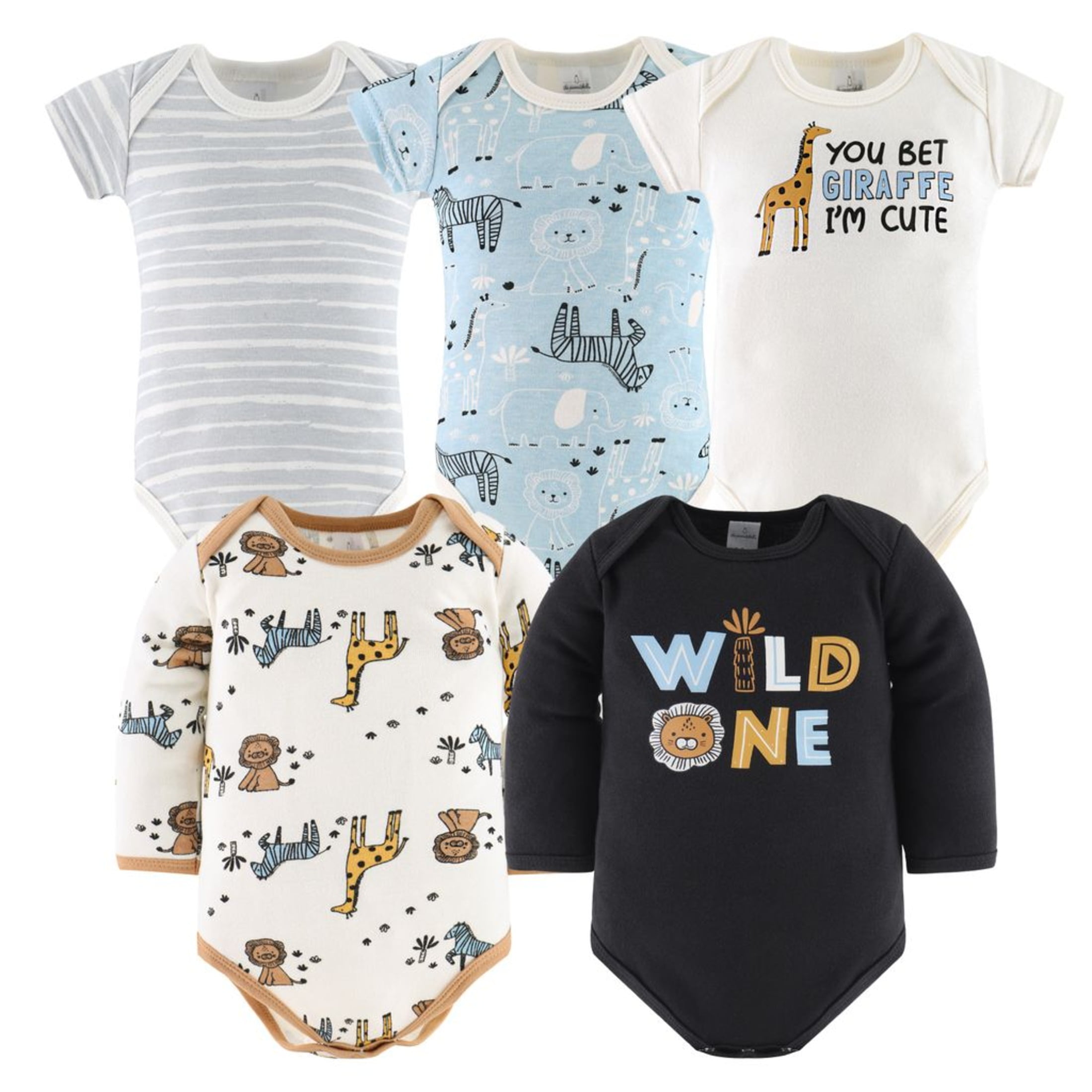 The Peanutshell Newborn Layette Gift Set for Baby Boys, Blue Safari, 30 Essential Pieces, 0-3 Months